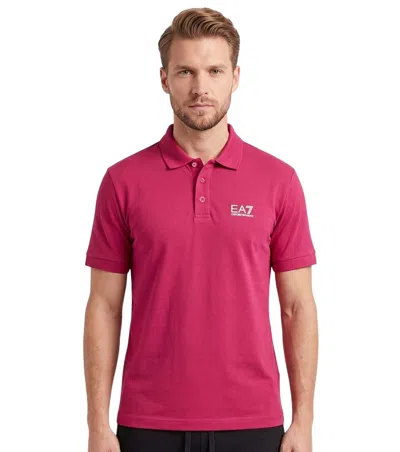 Ea7 Pink Shirt Collar Polo In Multi