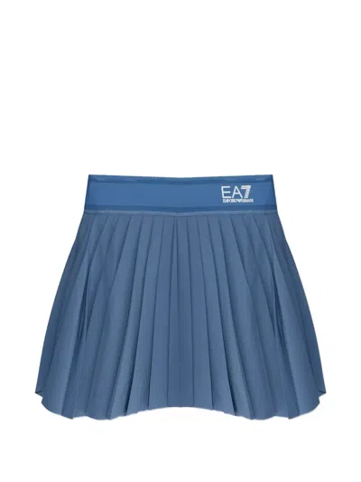 Ea7 Pleated Mini Skirt In Blue