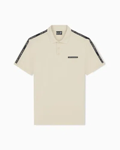 Ea7 Regular Fit Polo Shirt Logo Series In Stretch Cotton Jersey In Sand