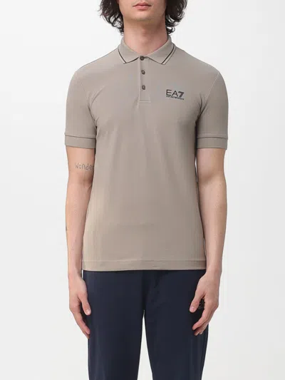 Ea7 Polo Shirt  Men Color Dove Grey In Brown