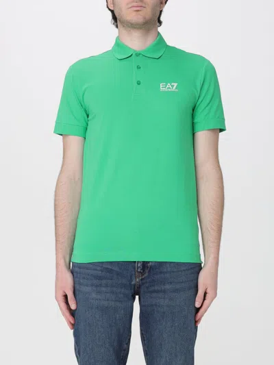 Ea7 Cotton Polo Shirt With Logo  In Green
