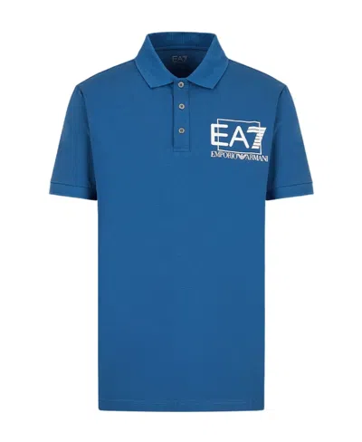 Ea7 Polo Shirt With Color Logo In Blue