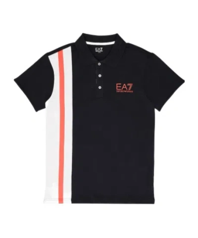 Ea7 Polo Shirt With Lapel Short Sleeve In Black