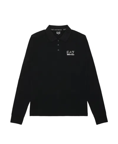 Ea7 Polo Shirt With Logo Pattern In Black