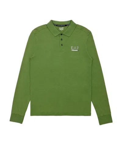Ea7 Polo Shirt With Logo Pattern In Green