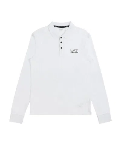 Ea7 Polo Shirt With Logo Pattern In White