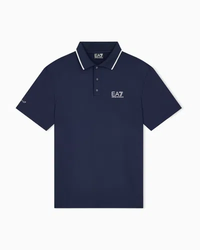 Ea7 Polo Tennis Pro À Manches Courtes Et Détails Contrastants In Bleu Marine