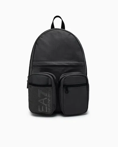 Ea7 Polyester Backpack With Reflective Details In Black