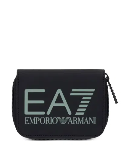 Ea7 Logo-print Zip-around Wallet In Schwarz