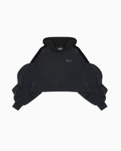Ea7 Kids' Precious Girl Modal-blend Hooded Sweatshirt In Black