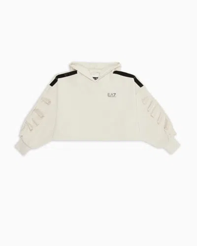 Ea7 Kids' Precious Girl Modal-blend Hooded Sweatshirt In White