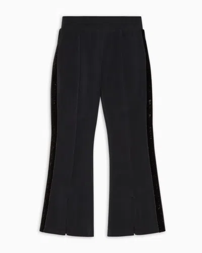 Ea7 Kids' Precious Girl Modal-blend Trousers In Black