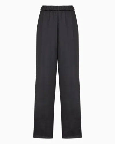 Ea7 Precious Satin-effect Fabric Trousers In Black