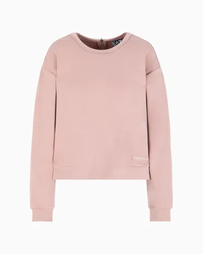 Ea7 Precious Stretch Modal-blend Crew-neck Sweatshirt In Pink