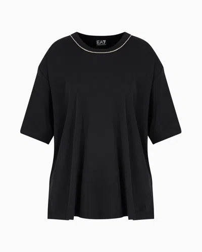 Ea7 Precious T-shirt Mit Rundhalsausschnitt Aus Modalgemisch In Schwarz