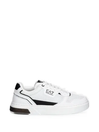 Ea7 Premium Court Logo-print Sneakers In White