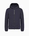 Ea7 Official Store Premium Shield Packable Hooded Down Jacket In Blu  Logo