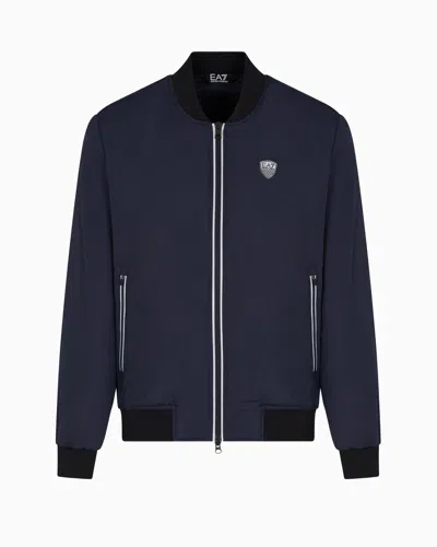 Ea7 Premium Shield Technical-fabric Bomber Jacket In Blue