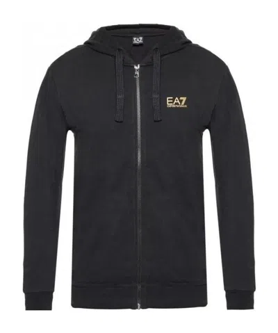 Ea7 Printed Logo Hoodie In Black