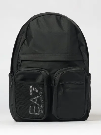 Ea7 Printed Logo Polyester Backpack In Animal Print