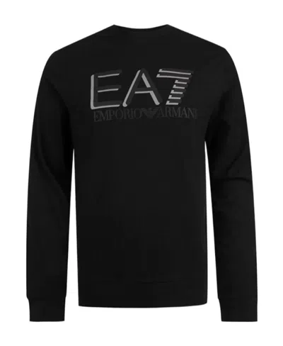Ea7 Printed Round-neck Sweater In Black
