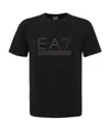 Ea7 Printed Round-necked T-shirt In Black