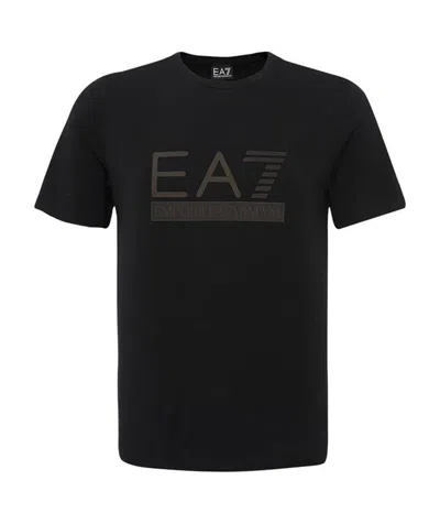 Ea7 Printed Round-necked T-shirt In Black