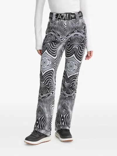 Ea7 Printed Ski Trousers In Gray