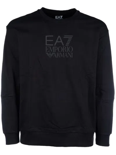 Ea7 Felpe In Black Logo Tone Tone