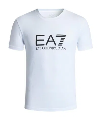 Ea7 Printed T-shirt With Round Neck In Blue