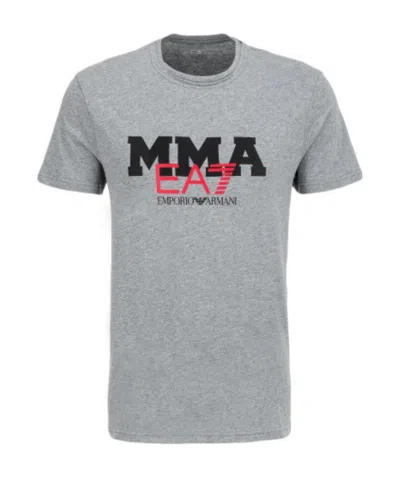 Ea7 Printed T-shirt With Round Neck In Gray