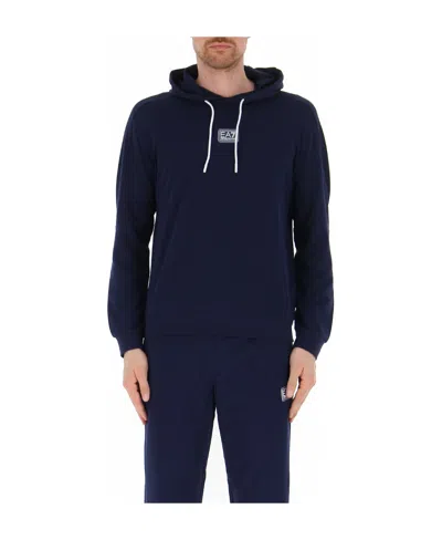Ea7 Pull Rope Hooded Sweater In Black
