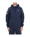 Ea7 Pull Rope Hooded Sweater In Blue