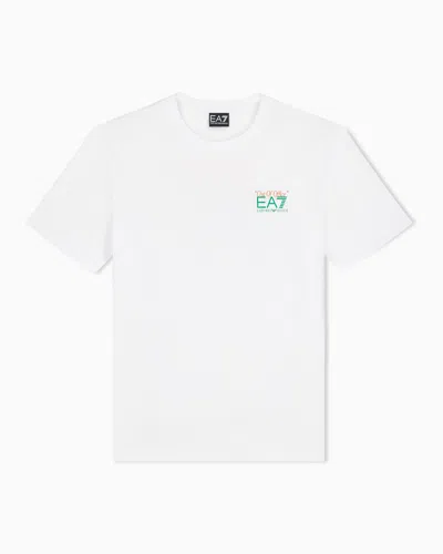 Ea7 Pure Cotton T-shirt With Print In White