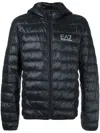 Ea7 Quilted Black Jacket With Down Insulation In Black