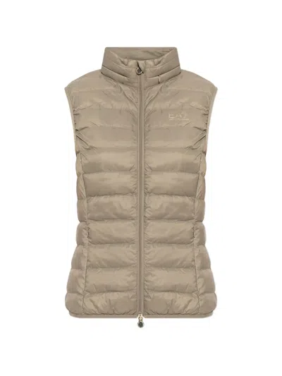 Ea7 Quilted Gilet In Brown