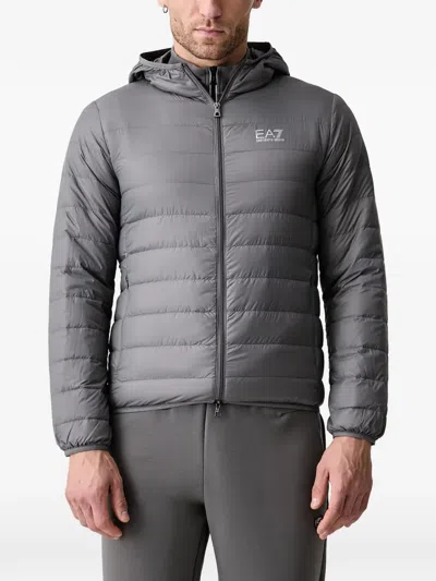 Ea7 Quilted Hooded Jacket In 그레이