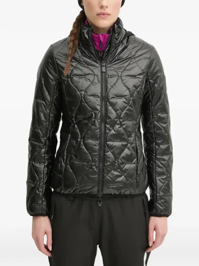 Ea7 Quilted Hooded Jacket In Black