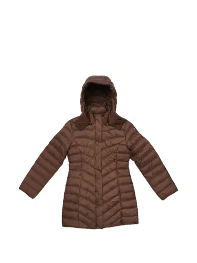 Ea7 Quilted Hooded Jacket In Brown