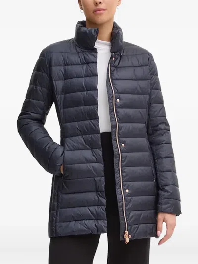 Ea7 Quilted Logo-plaque Coat In Blue