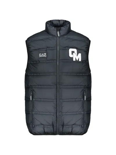 Ea7 Quilted Logo-embroidered Gilet In Animal Print