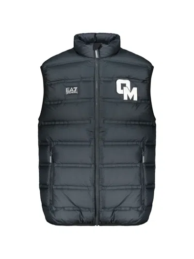 Ea7 Quilted Logo-patch Gilet In Animal Print