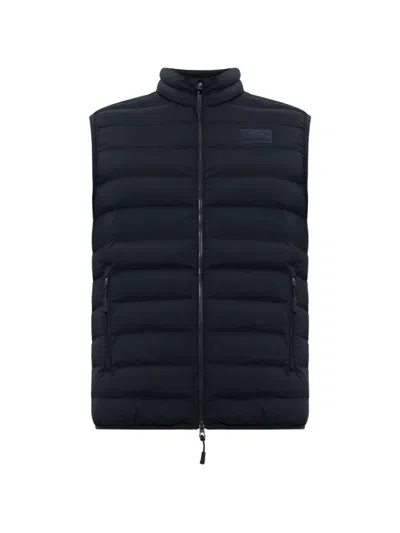 Ea7 Quilted Logo-patch Gilet In Blue