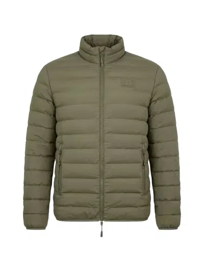Ea7 Quilted Logo-patch Jacket In Green