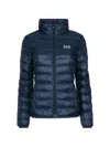 Ea7 Quilted Logo-print Jacket In Blue