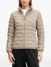 Ea7 Quilted Logo-print Jacket In Neutral