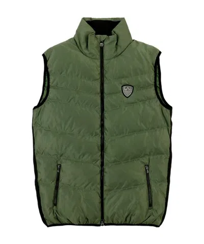 Ea7 Quilted Sleeveless Vest In Green