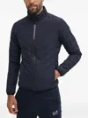 Ea7 Quilted Zip Jacket In Blue
