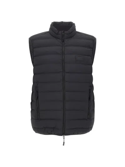 Ea7 Quilted Zip Vest In Black