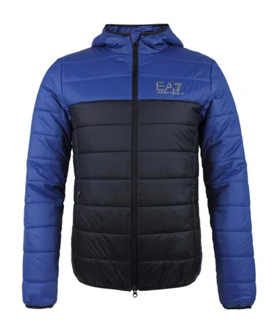 Ea7 Quilted Zipper Down Jacket In Black